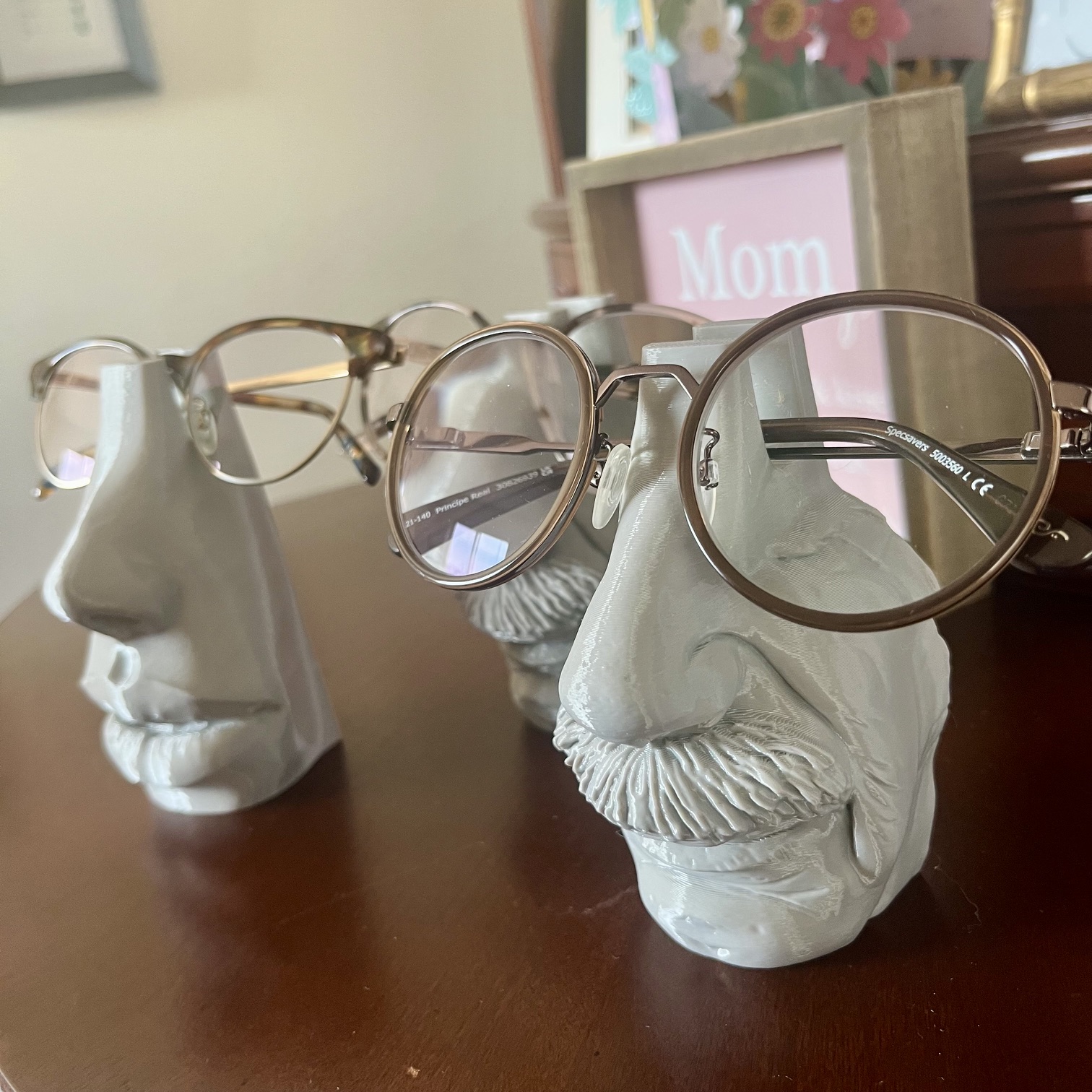 Glasses storage: perched on a nose!